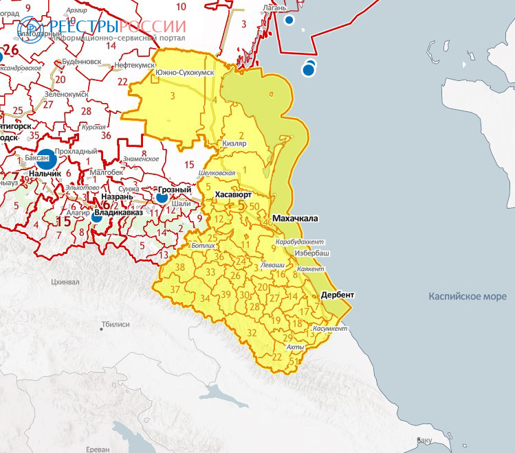 Карта россии с городами дербент